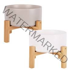 딩동펫 반려동물 모던 앤 마블 세라믹 식기 2단 일반형 L 2종 세트, 그레이, 화이트, 1세트