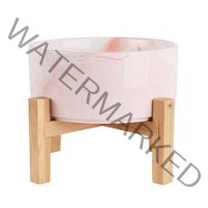 딩동펫 반려동물 모던 앤 마블 세라믹 식기 2단 일반형 L, 마블 핑크, 1개