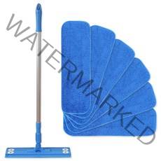 청소밀대 블루 + 극세사 마른걸레용 컷팅 밀대패드 6p 세트, 1세트