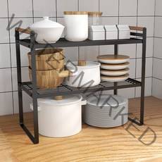 하스몰 모던감성 다용도 주방 씽크대 정리 미니 선반, 2단, 블랙