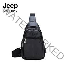 JEEP BULUO 남자 미니 가죽 슬링백 남성 크로스 메신저 어깨 웨이스트 레더 가방