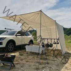 차량용 사이드 어닝 타프 룸 감성 차박 캠핑 그늘막 헥사 렉타 월 SUV 트렁크, 블랙