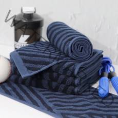 소프트터치 반뱀부 라인 스포츠타올 100g, 5개, 네이비