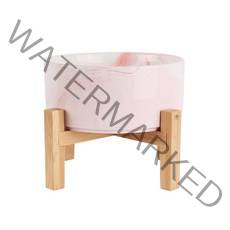 딩동펫 반려동물 모던 앤 마블 세라믹 식기 2단 일반형 S, 마블 핑크, 1개