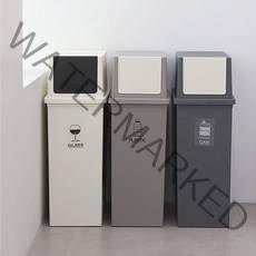 초슬림 푸쉬형 가정용 재활용 분리수거함 휴지통 쓰레기통 50L 대용량, 블랙, 1개