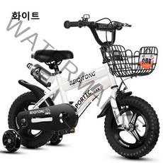 SYKF76 키즈 네발자전거 보조바퀴 어린이 네발 자전거 스포츠물병장착, 12인치, 화이트