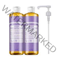 닥터브로너스 라벤더 퓨어 캐스틸 솝 세안 바디 클렌저 475ml x 2 + 펌프, 1세트