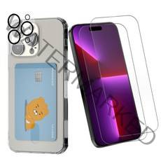 요이치 아이스핏 카드수납 휴대폰 케이스 + 강화유리 액정보호필름 0.2mm x 2p + 카메라 빛번짐차단 보호필름 세트, 1세트