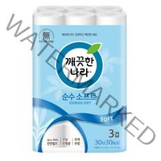 깨끗한나라 3겹 순수 소프트 화장지 30m, 30개입, 1개