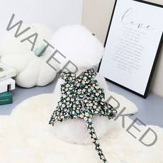 소비르 강아지 반려동물 꽃무늬 원피스 하네스+리드줄, M, 08_검정(롱)