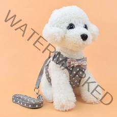 신사숙녀 댕냥이의 리본 조끼 하네스, 그레이도트