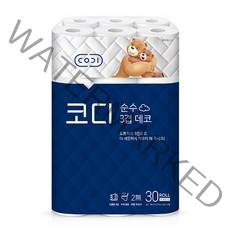 코디 순수 3겹 데코 화장지 30M, 30롤, 1팩