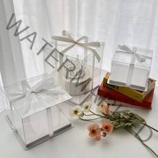 하피블리 케이크 박스 사각 원형 케이스 사각 투명 디저트 박스 케이스 꽃선물 상자, 사각케이크박스