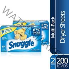 Snuggle 스너글 블루스파클 고농축 200장 2개 건조기 드라이시트, 200매