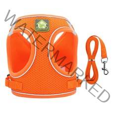 엠에이치와이 애완동물 강아지 하네스+리드줄, 오렌지