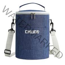 makeme 원형 보온 도시락가방, 블루