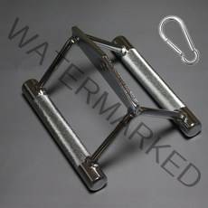 TORQUE 치닝바 와 연결고리[비너]세트 시티드로우 바 치닝바 다각도3홀 신모델 롱풀 손잡이 티바로우 그립 렛풀다운 등운동 삼각그립, 치닝바[크롬]+비너세트