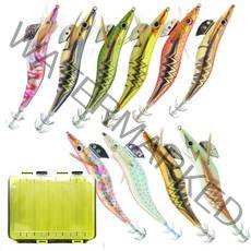 베이트샵 무늬오징어 에기 3.5호 10종 + 태클박스 세트, 1세트