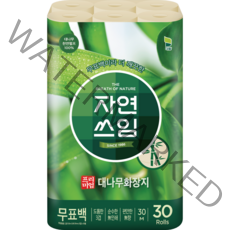 자연쓰임 프리미엄 대나무 펄프 화장지 3겹 30m 30롤, 1팩