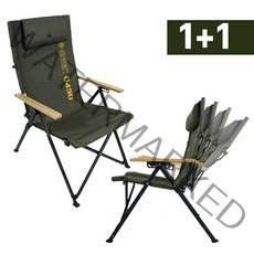 카즈미 4단각도조절 1+1 캠핑의자 퀀텀체어 목베개 포함, 카키+카키