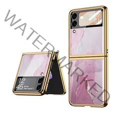 갤럭시 Z플립4 케이스 대리석 슬림 하드 스트랩 강화유리 케이스 지플립4 제트플립4 케이스