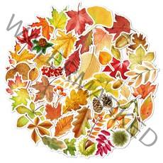 예스몰 팬시 스티커 55p, 1세트, 나뭇잎