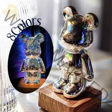 본디자인랩 베어 오로라 우주 은하수 불멍 불꽃 무드등 조명 별 달 폭죽, 베어[불꽃]무드등