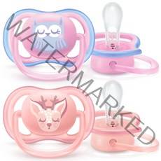 아벤트 울트라 에어 노리개 젖꼭지 2개 세트, 0~6개월, 핑크 동물원, 1세트