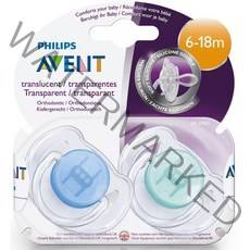 [국내당일출고] 필립스 아벤트 울트라 소프트 1단계 0-6개월 2단계 6-18개월 노리개 젖꼭지, 2단계 6~18개월 클래식 투명 (투명/스카이), 1개