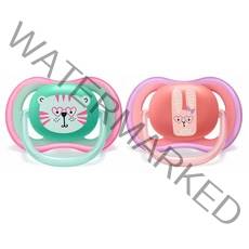 아벤트 울트라 에어 노리개 젖꼭지 2개 세트, 18개월 이상, 핑크 동물원, 1세트